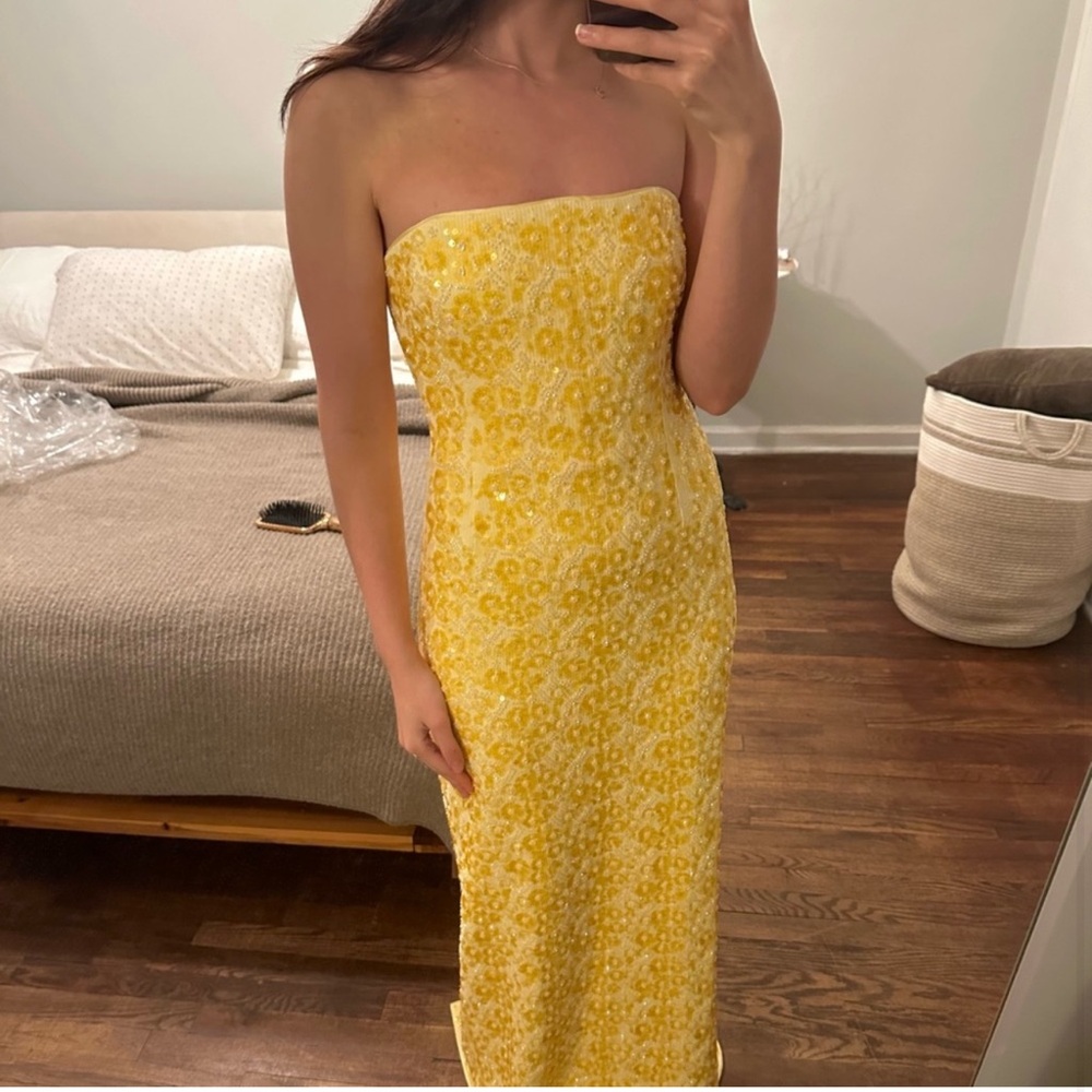 Jonathan Simkhai Strapless Yellow Dress